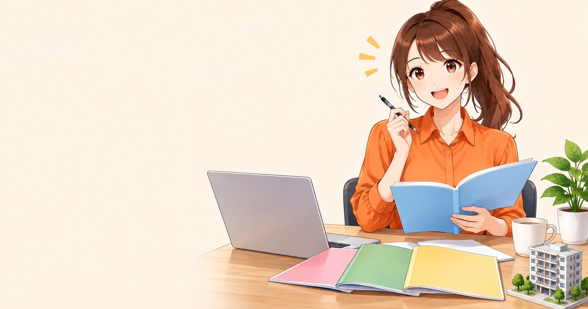 管理業務主任者の通信講座を比べる女性