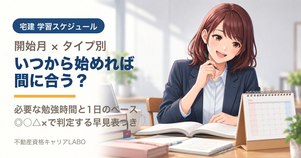 宅建はいつから勉強すれば間に合う？1日何時間？タイプ別の学習スケジュール早見表