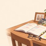 40代から宅建の勉強をする夜の自宅の机