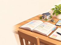 宅建の勉強をする20代の机