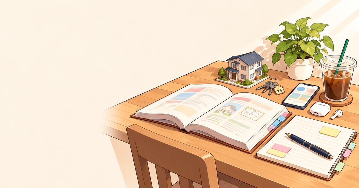 宅建の勉強をする20代の机