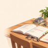 50代から宅建の勉強をする朝の自宅の机